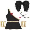 YiZYiF Men's Valentine's Cupid Costume Kit Wing Jumpsuit Wrist Cuffs Cupid Bow Heart Patch for Cosplay Black XX-Large view 4