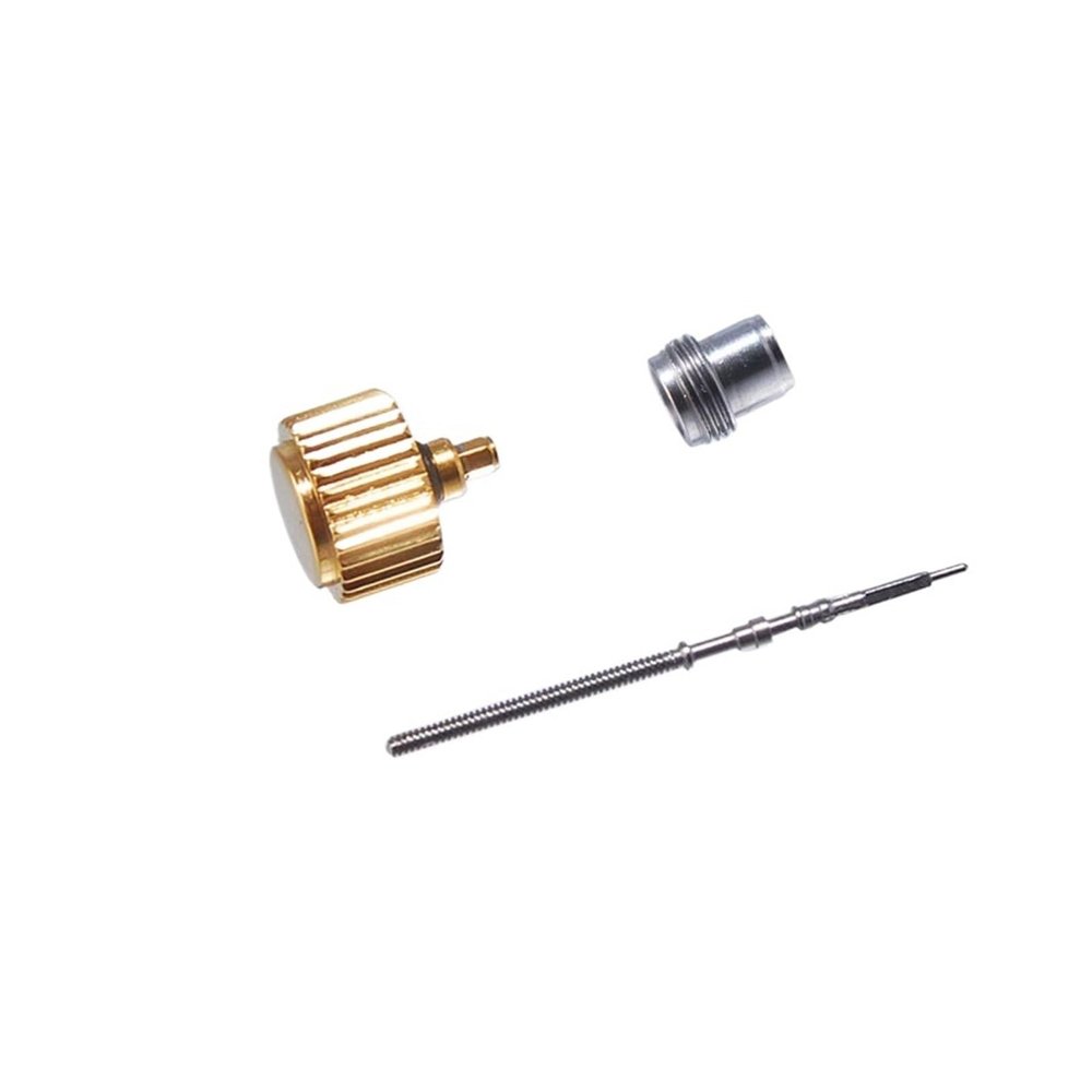 Daunin Screw-in Watch Crown SKX009 SRPD Replace crown fits SKX007 series case Include crown tube stem(Gold)