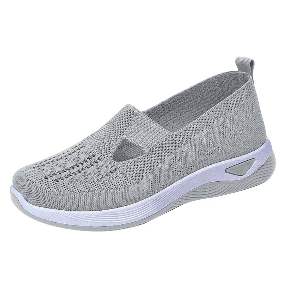 CsgrFagr Women's Woven Orthopedic Breathable Soft Shoes Go Walking Slip Foam Shoes Slip in Sneakers Arch Wedge Wide Women Shoes (Grey, 8)