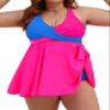 Edelqual Womens Plus Size Tankini Swimsuit Two Piece Tummy Control Bathing Suits Swim Dresses Swimwear Modest Curvy Trip 2025 Vacation Outfits (Red & Blue Stitching,XL) view 1