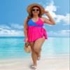 Edelqual Womens Plus Size Tankini Swimsuit Two Piece Tummy Control Bathing Suits Swim Dresses Swimwear Modest Curvy Trip 2025 Vacation Outfits (Red & Blue Stitching,XL) view 4