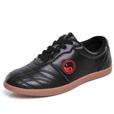 XUHCLY Tai Chi Shoes for Men Non Slip Martial Arts Shoes Women Leather Tai Chi Kung Fu Training Shoes,Taekwondo Shoes,Kung Fu Shoes(Size:36 EU/5 US,Color:Black)