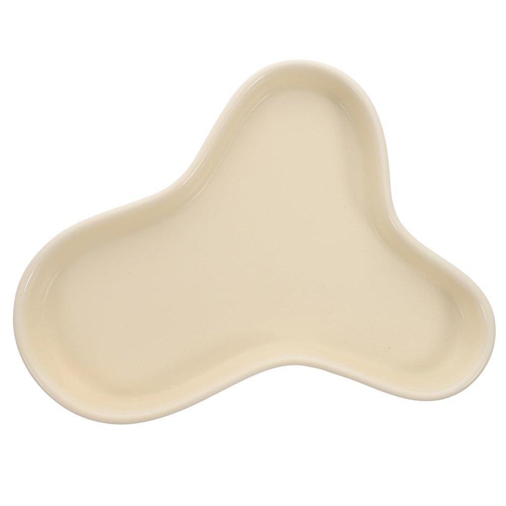 DEARMAMY Irregular Jewelry Storage Tray Unique Ceramic Display Plate for Jewelry Trinkets Food Decor for Dresser Bathroom Table Beautiful Matte Finish