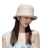 2025 Beach Hats for Women Short Brim Sun Hat Elegant Pearl Trim Bucket Hat Summer Casual Vacation Going Out Visor Hat(Beige)