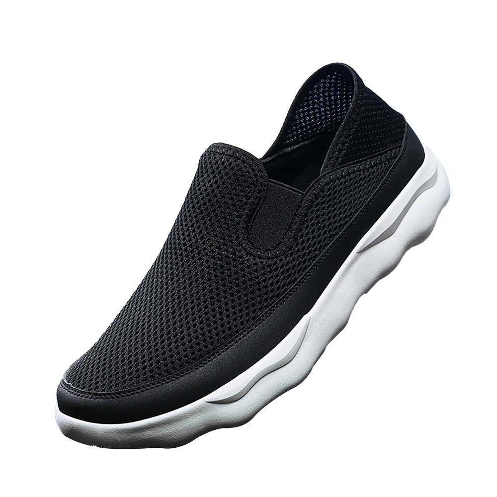 IWIHMIV Men Slip On Sneakers Men's Casual Sports Shoes Walking Sneakers Breathable Mesh Work Lightweight Soft Sole Sports Shoes (Z1-White, 10.5)