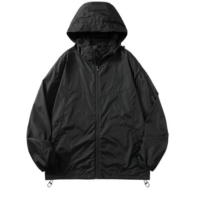 xoxingysm Mens Packable Cycling Jacket Big Tall Zip Up Lightweight Visibility Jackets Sun Protection Thin Outdoor Hiking Coat 2025 Spring Summer Stylish Running Biking Shirts Black