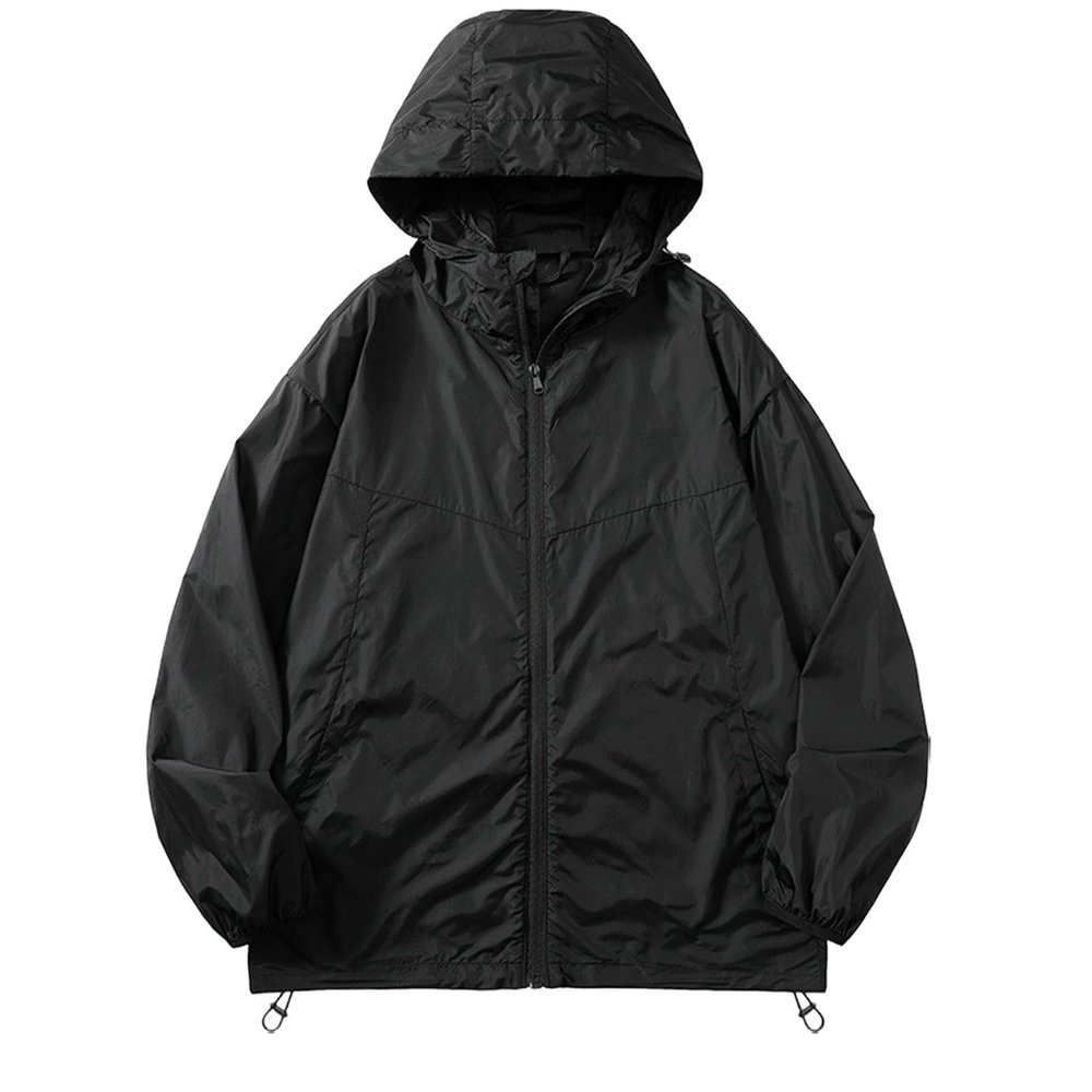 xoxingysm Mens Packable Cycling Jacket Big Tall Zip Up Lightweight Visibility Jackets Sun Protection Thin Outdoor Hiking Coat 2025 Spring Summer Stylish Running Biking Shirts Black