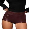 Fallorchid Women's Faux Leather Shorts Sexy Skinny Mini Shorts Hot Pants Wine Red view 1