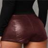 Fallorchid Women's Faux Leather Shorts Sexy Skinny Mini Shorts Hot Pants Wine Red view 2