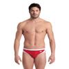ARENA Men's Icons Swim Brief Solid MaxLife Athletic Swimwear Professional Training Swimsuit Trunk Sports Bathing Suit, Red/White, US Size 34