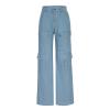 Cargo Jeans for Women High Waisted Wide Leg Pants Fashion Teen Girls Baggy Y2K Denim Pants Combat Military Trousers Light Blue view 3