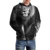 Black And White Animal Lion Adult Hoodies Pullover Hooded Sweatshirts Long Sleeve Sweater Tops with Pocket 4XL view 4