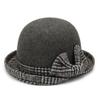 2025 Elegant Bow Fedora Hat for Women Vintage Wool Felt Cloche Hat Fashion Bucket Hat Classic Church Bowler Hats(Gray) view 1