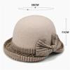 2025 Elegant Bow Fedora Hat for Women Vintage Wool Felt Cloche Hat Fashion Bucket Hat Classic Church Bowler Hats(Gray) view 2