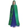 Green Peacock Feather Print Unisex Adults Hooded Cloak Cape,Hooded Robe Cloak,Oversized Hood Cloak,Halloween Cloak view 2