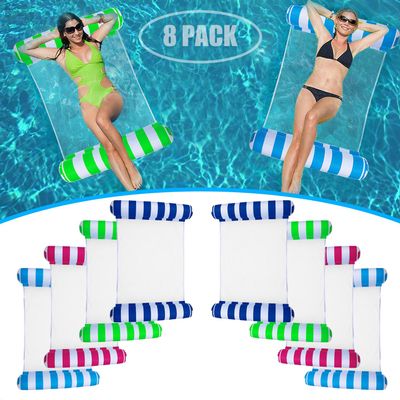 8 Pack Pool Floats Adult Size,Multi-Purpose 4-in-1 Inflatable Hammock Toys (Saddle,Lounge Chair,Hammock,Drifter) Floats for Swimming Pool,for Vacation Fun and Rest