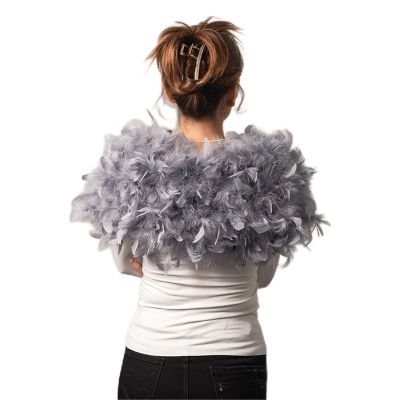 LUNCHS Bridal Shawl Holiday Shows Halloween Costume Shawl Wraps for Women Winters Wedding Dress Topper Feather Shawl for Women Frock(Grey)
