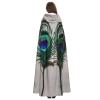 Peacock Feather Print Unisex Adults Hooded Cloak Cape,Hooded Robe Cloak,Oversized Hood Cloak,Halloween Cloak view 4