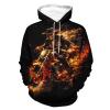 Fire Skeleton Riding Motorcycle Adult Hoodies Pullover Hooded Sweatshirts Long Sleeve Sweater Tops with Pocket XL view 1