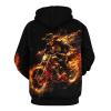 Fire Skeleton Riding Motorcycle Adult Hoodies Pullover Hooded Sweatshirts Long Sleeve Sweater Tops with Pocket XL view 3