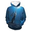 Howling Wolf Moon Print Adult Hoodies Pullover Hooded Sweatshirts Long Sleeve Sweater Tops with Pocket M