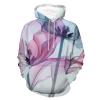 Abstract Blue Tulip Floral Adult Hoodies Pullover Hooded Sweatshirts Long Sleeve Sweater Tops with Pocket 3XL view 1