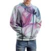 Abstract Blue Tulip Floral Adult Hoodies Pullover Hooded Sweatshirts Long Sleeve Sweater Tops with Pocket 3XL view 2