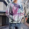 Abstract Blue Tulip Floral Adult Hoodies Pullover Hooded Sweatshirts Long Sleeve Sweater Tops with Pocket 3XL view 3