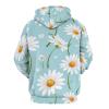 White Daisy Flowers Adult Hoodies Pullover Hooded Sweatshirts Long Sleeve Sweater Tops with Pocket 3XL view 2