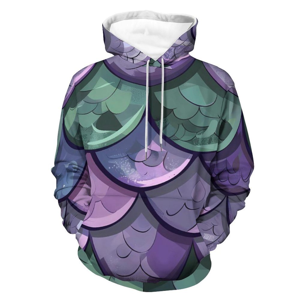 Dragon Scales Texture Adult Hoodies Pullover Hooded Sweatshirts Long Sleeve Sweater Tops with Pocket 4XL