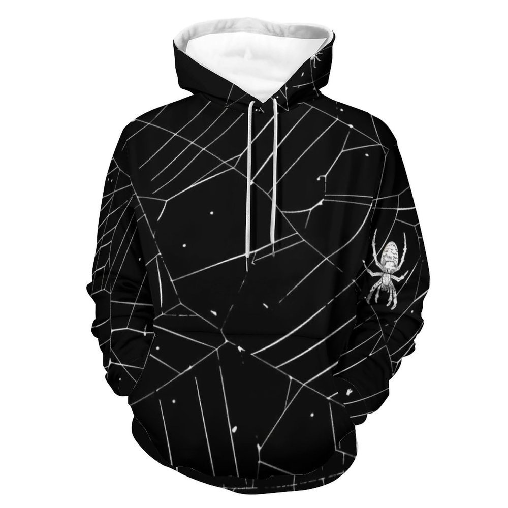 Spider Web Printed Adult Hoodies Pullover Hooded Sweatshirts Long Sleeve Sweater Tops with Pocket 3XL