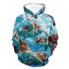 Turtle Adult Hoodies Pullover Hooded Sweatshirts Long Sleeve Sweater Tops with Pocket 4XL