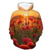 Poppy Field at Sunset Adult Hoodies Pullover Hooded Sweatshirts Long Sleeve Sweater Tops with Pocket 3XL view 1