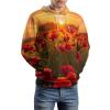 Poppy Field at Sunset Adult Hoodies Pullover Hooded Sweatshirts Long Sleeve Sweater Tops with Pocket 3XL view 2