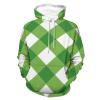 Green Argyle Adult Hoodies Pullover Hooded Sweatshirts Long Sleeve Sweater Tops with Pocket 4XL view 1