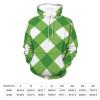 Green Argyle Adult Hoodies Pullover Hooded Sweatshirts Long Sleeve Sweater Tops with Pocket 4XL view 2