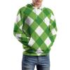 Green Argyle Adult Hoodies Pullover Hooded Sweatshirts Long Sleeve Sweater Tops with Pocket 4XL view 4