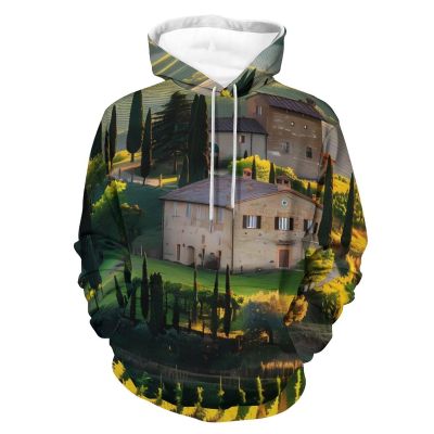 Tuscany Vineyard Adult Hoodies Pullover Hooded Sweatshirts Long Sleeve Sweater Tops with Pocket 3XL