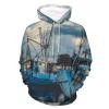 Shrimp Boats Docked in Pier Adult Hoodies Pullover Hooded Sweatshirts Long Sleeve Sweater Tops with Pocket 4XL view 1