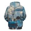 Shrimp Boats Docked in Pier Adult Hoodies Pullover Hooded Sweatshirts Long Sleeve Sweater Tops with Pocket 4XL view 3