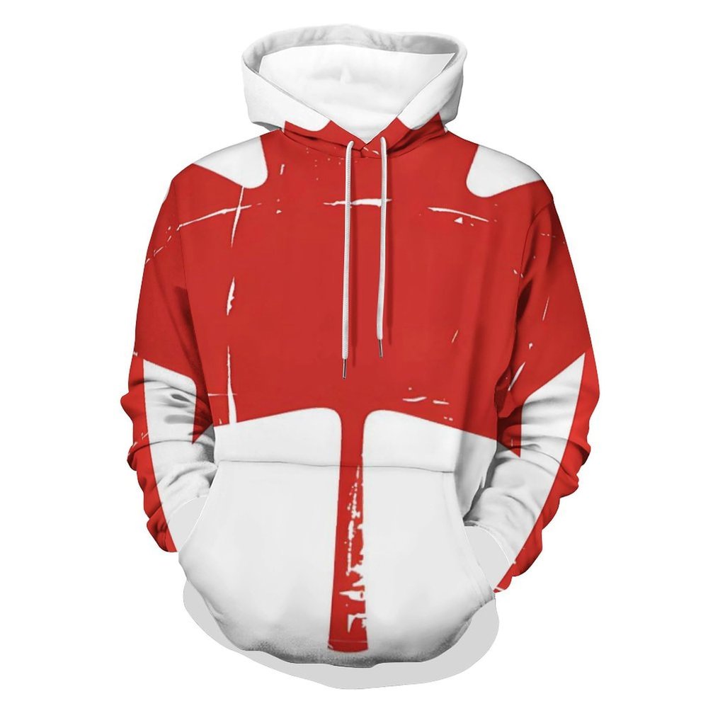 Vintage Canada Flag Adult Hoodies Pullover Hooded Sweatshirts Long Sleeve Sweater Tops with Pocket 3XL
