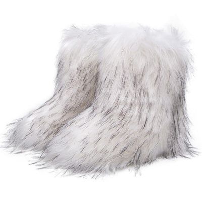 Vobumix Raccoon Snow Boots Boots Fluffy -Calf Boots Outdoor Flat Shoes for Men Women Winter Proof Wind Supplies