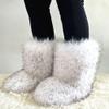 Vobumix Raccoon Snow Boots Boots Fluffy -Calf Boots Outdoor Flat Shoes for Men Women Winter Proof Wind Supplies view 3