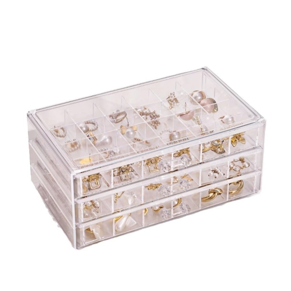 XCLLAM Jewelry Box Transparent Jewelry Storage Box, Multi-layer Large Capacity, Drawer-type Jewelry Box For Rings, Earrings, Necklaces jewlery box