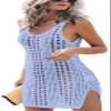 Sulozom Swimsuit Coverup for Women 2025 Summer Knit Bathing Suit Cover Up Sleeveless Sexy Beach Vacation Outfits Light Blue M view 1