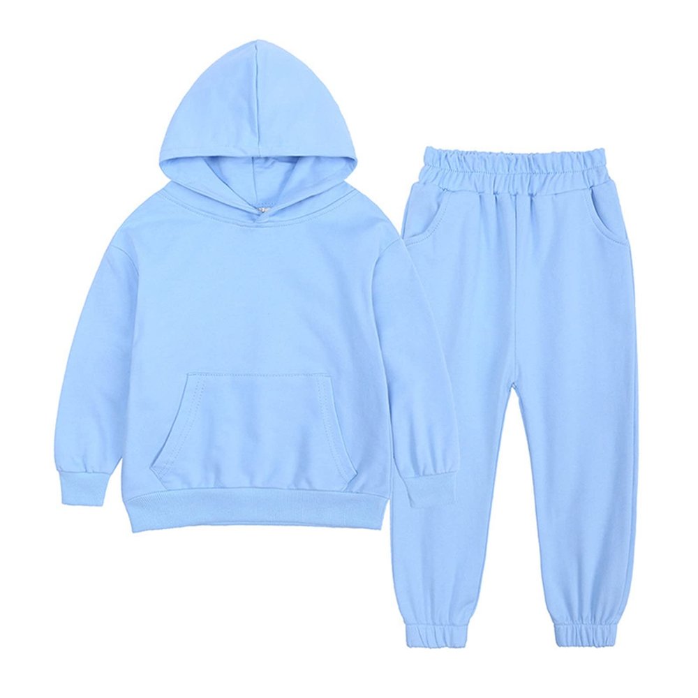 Toddler Kids Babys Girls Boys Spring Winter Solid Warm Thick Long Sleeve Pants Hooded Hoodie Boys 3-6 Months Outfits(A2-Sky Blue, 10-11 Years)