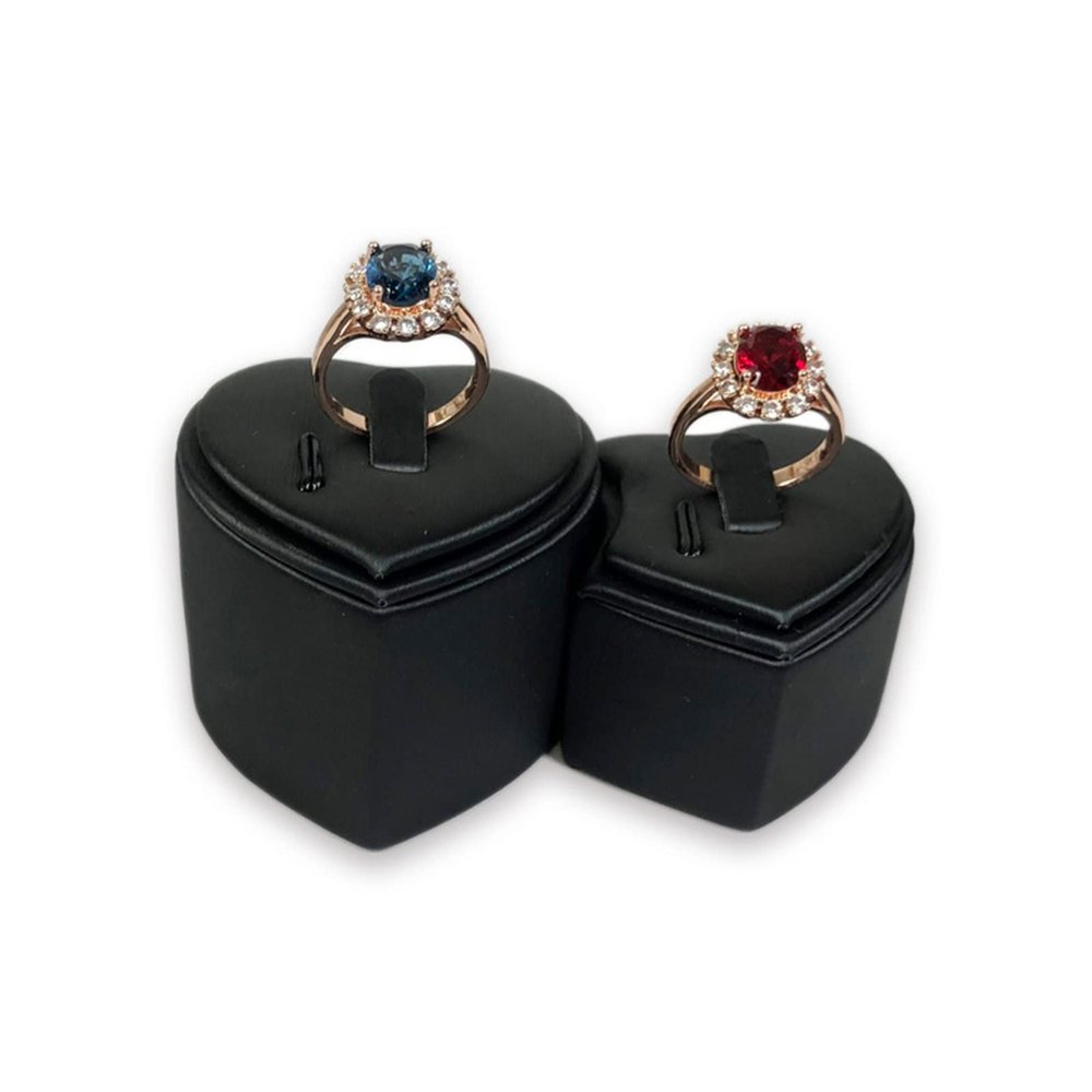 EUUDROBY Jewelry Storage Case Black Ring Display Stand 2 Piece Ring Display Organizer Ring Bearer Display Jewelry Ring Holder