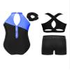 easyforever Kids Girls Sleeveless Gymnastics Leotard Sparkly Dance Unitard Biketard Vest Tops with Shorts Hairband Set Royal Blue 16 Years view 2