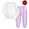 Boys Girls Spring Sweatsuit Set Crewneck Sweatshirt Long Sleeve Pullover Top Solid Color Jogger (PP2, 18-24 Months) view 2