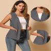 Allegra K Cotton Linen Vest for Women's Casual V Neck Button Down Sleeveless Jacket Large Dark Gray view 2
